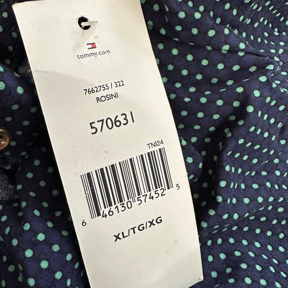 Tommy Hilfiger Viscose Blue Green Polka Dot Shirt - Picture 3 of 3